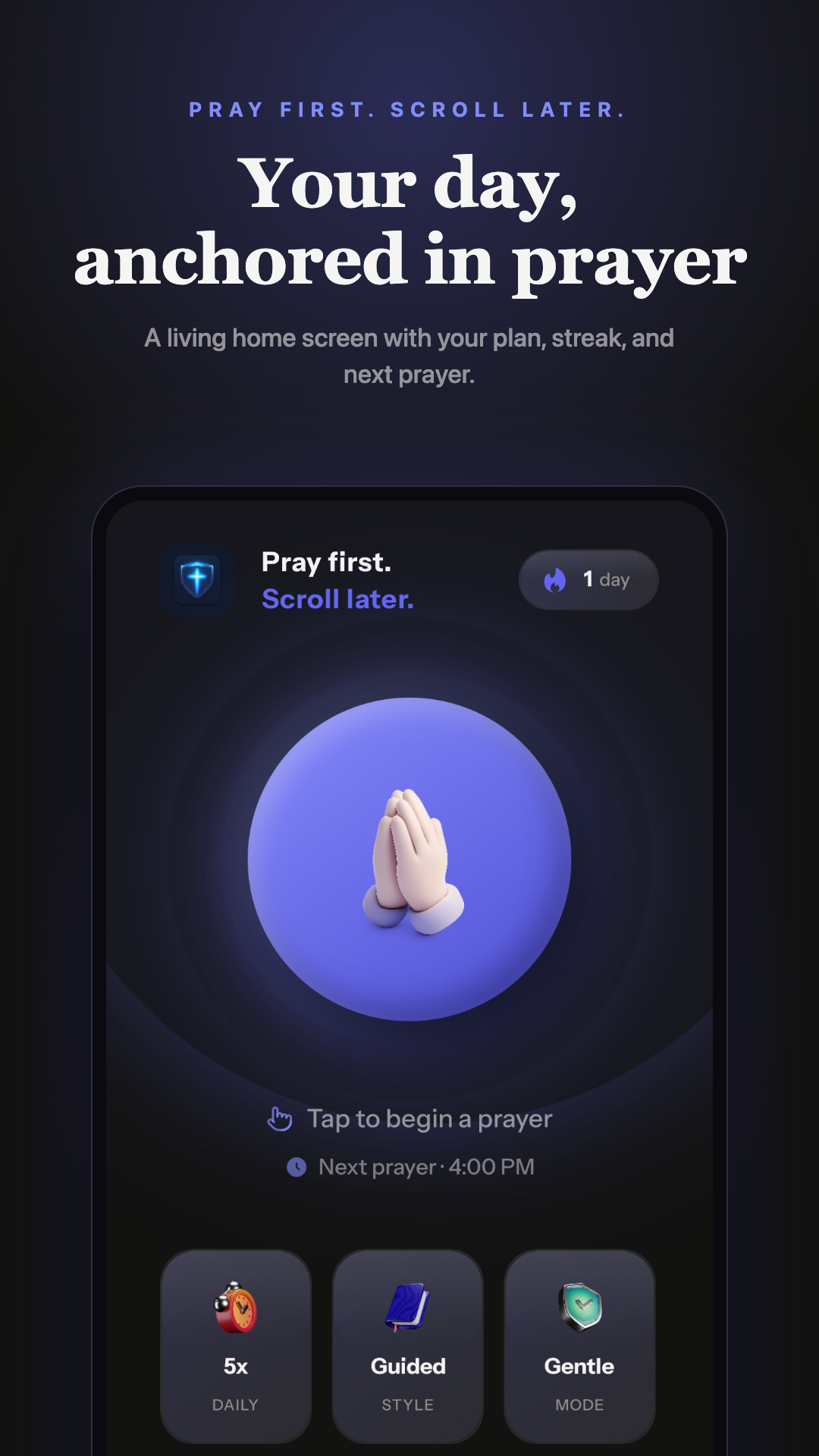 PrayerShield home screen